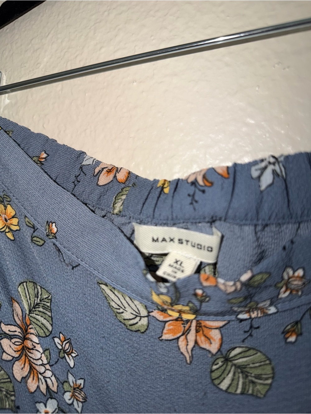 Max Studio Dusty Blue Floral Wrap Skirt - Picture 2 of 3